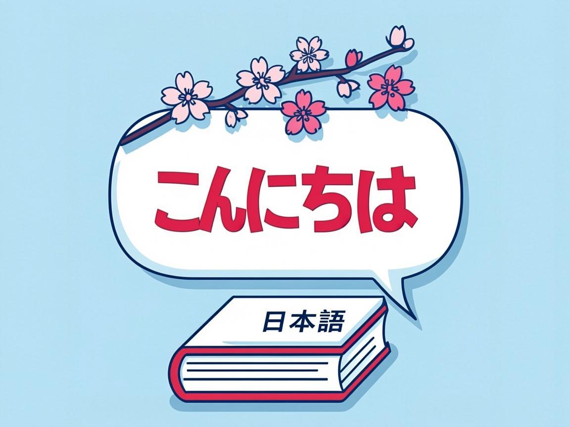 Ilustrasi kursus percakapan Jepang di Cirebon: balon percakapan dan sakura